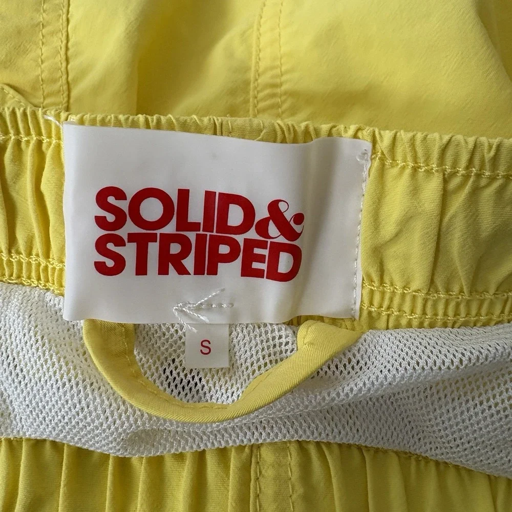 Solid & Striped Swim Trunks Mens‎ Size Small Yellow Drawstring Lined Shorts